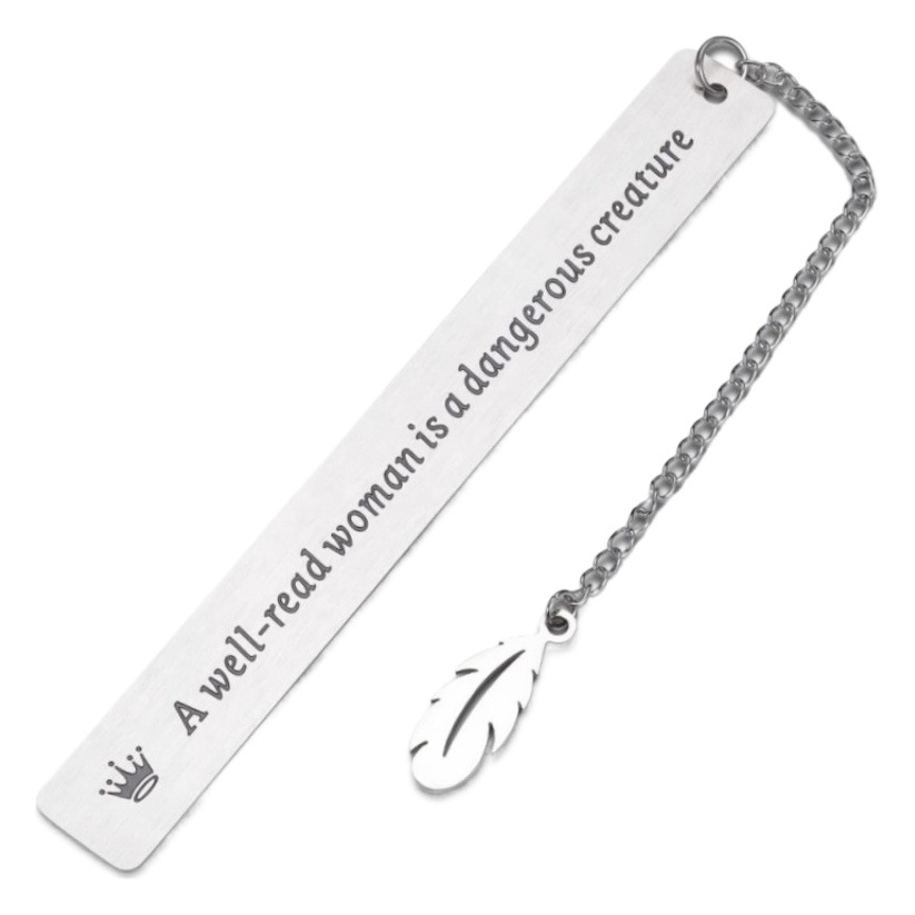European and American Cross-Border Stainless Steel Bookmarks, Inspirational Woman Who Loves to Learn Teacher's Day Leaf Pendant Gifts