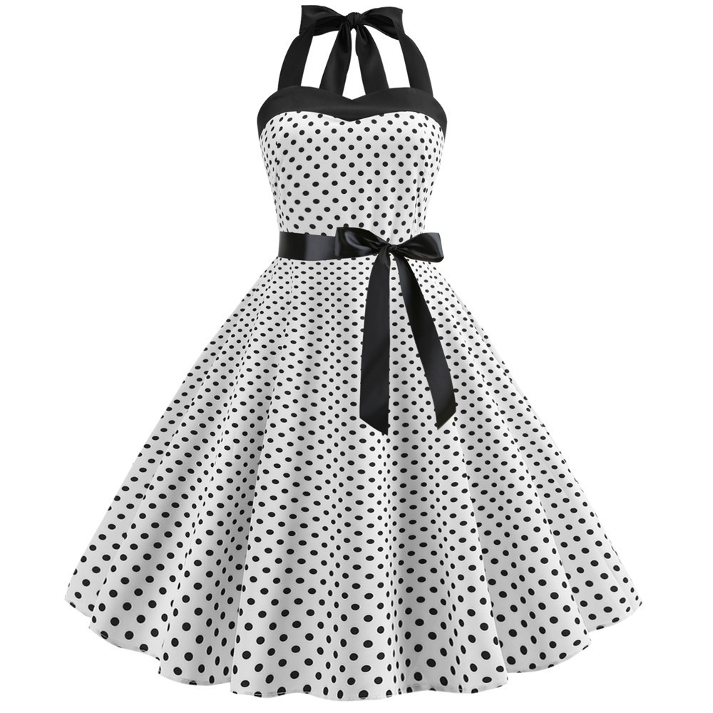 Picture of Foreign Trade Cross-border Women's Summer Dress Strap Wave Dot New Retro Large Dress Amazon Large Size Dress