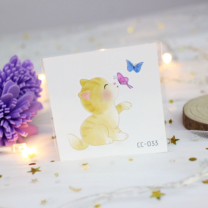 Picture of Cat and Dog Tattoo Stickers Waterproof Girls/Kidsren Cute Little Stickers Cartoon Animal Pet Tattoo Stickers