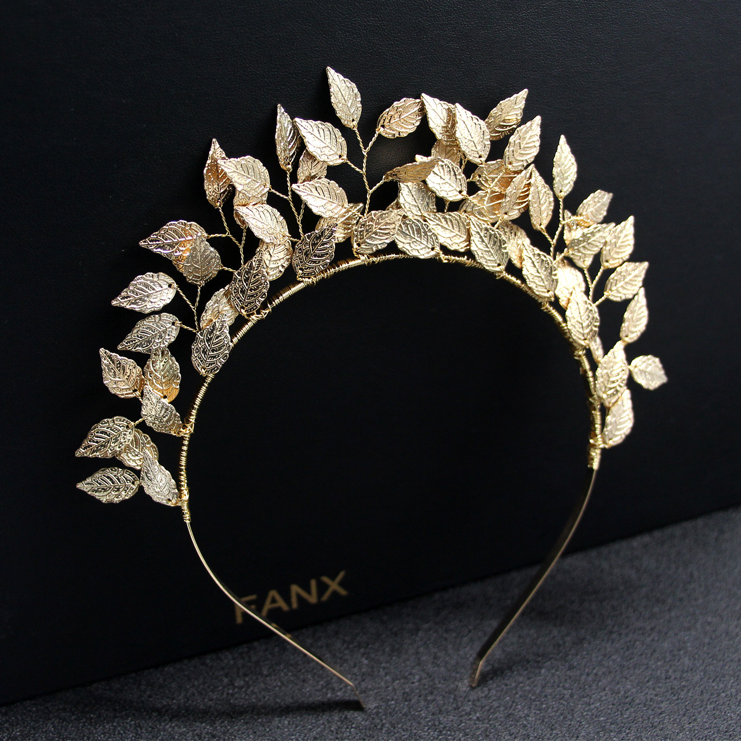 Europe and the United States cross-border popular hair accessories bright alloy copper wire gold-plated Joker hair band golden leaves hairband wholesale