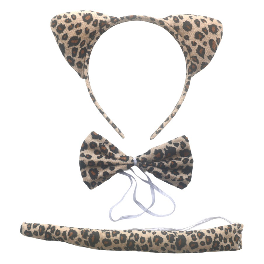Halloween masquerade ball animal headband hairpin props wholesale leopard headband leopard print cat ears face stickers suit