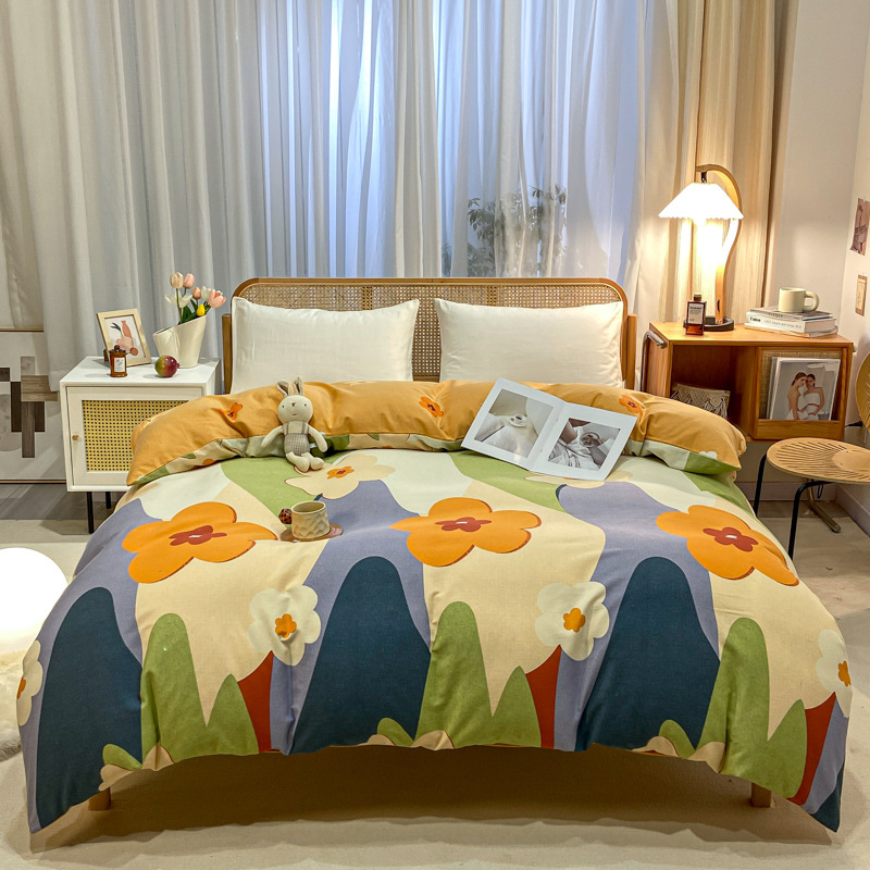 Picture of Cotton brushed duvet cover single piece modern simple single double dormitory thickened quilt cover pure cotton duvet cover single piece