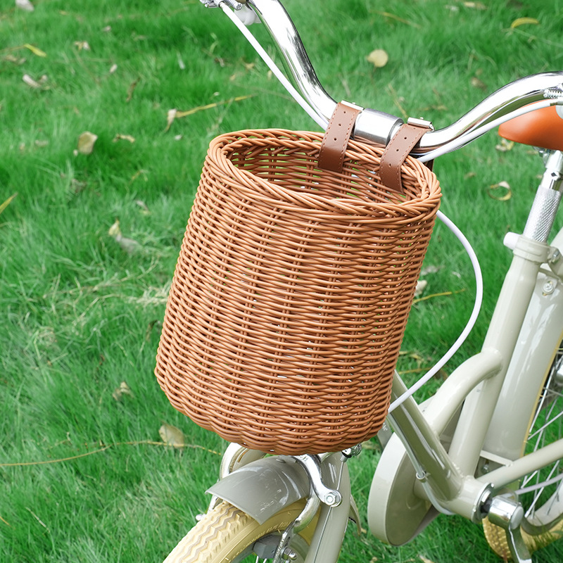 Children's mountain bike basket vintage woven basket balance car front basket slip baby artifact car basket accessories