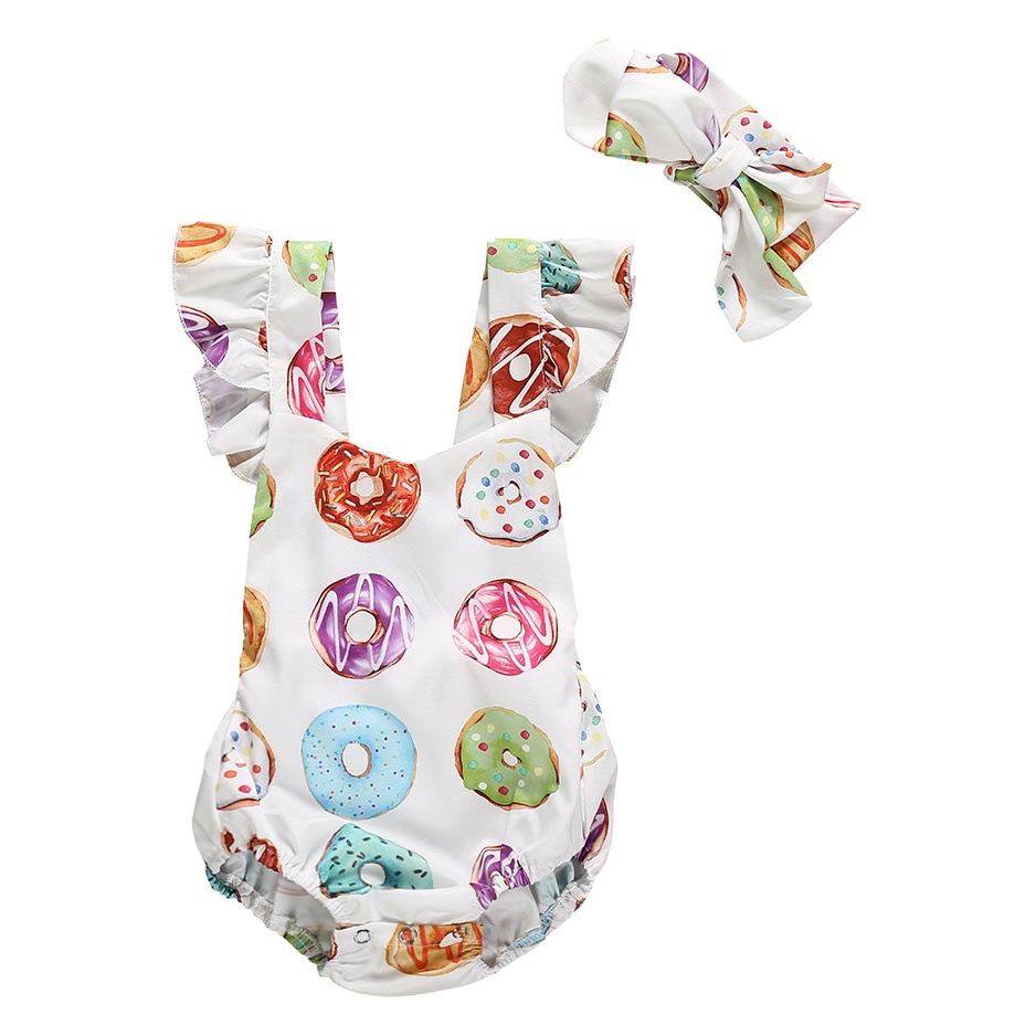 ins cross-border sling donut one-piece triangle romper scarf two-piece children's clothing foreign trade wholesale one-piece delivery