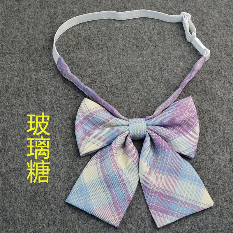 Picture of Hot-selling College Style Oka Pear Field Soot Black Bow Plaid Flat Horn JK Collar Bow Tie Shirt Accessories