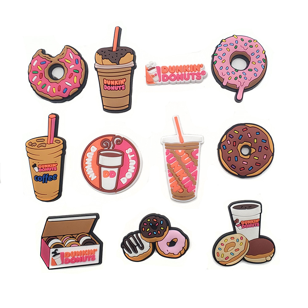 DUNKIN DONUTS Hamburg Milk Tea Cave Shoes Shoes Flower Shoes Croc Shoes Flower Buckle