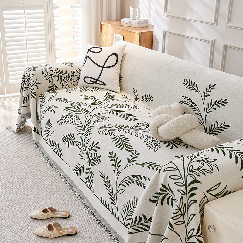 Nordic Leaf Sofa Towel Chenille Sofa Cover Towel Four Seasons Universal Premium Sofa Cushion All-inclusive Sofa Cover