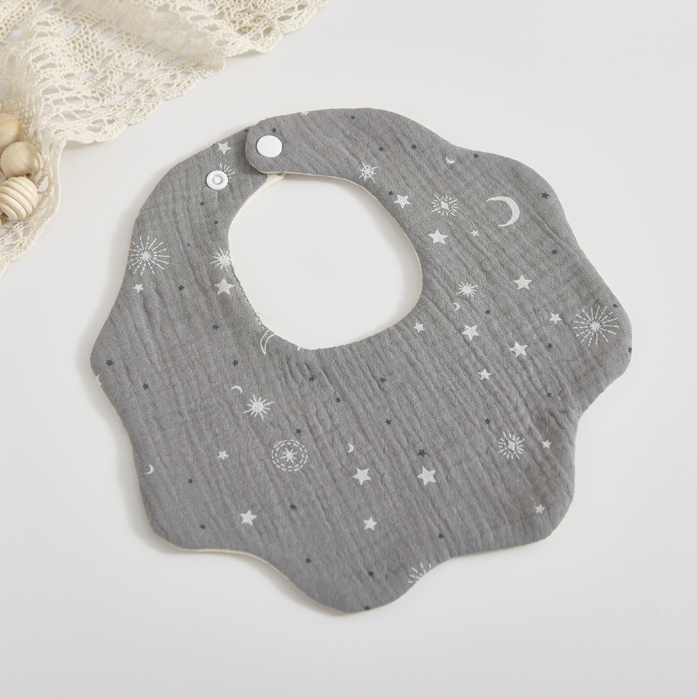 Picture of Han Feng 6-layer cotton gauze petal bib Zou Zou cloth saliva towel 360 degree newborn bib baby anti-spitting milk towel