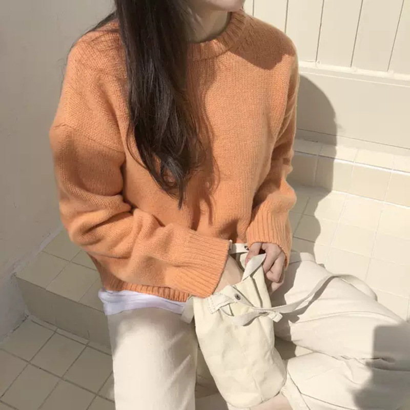 Picture of Women's sweater autumn and winter 2024 New sweet lazy style loose outer wear thickened bottoming shirt soft glutinous knitted top