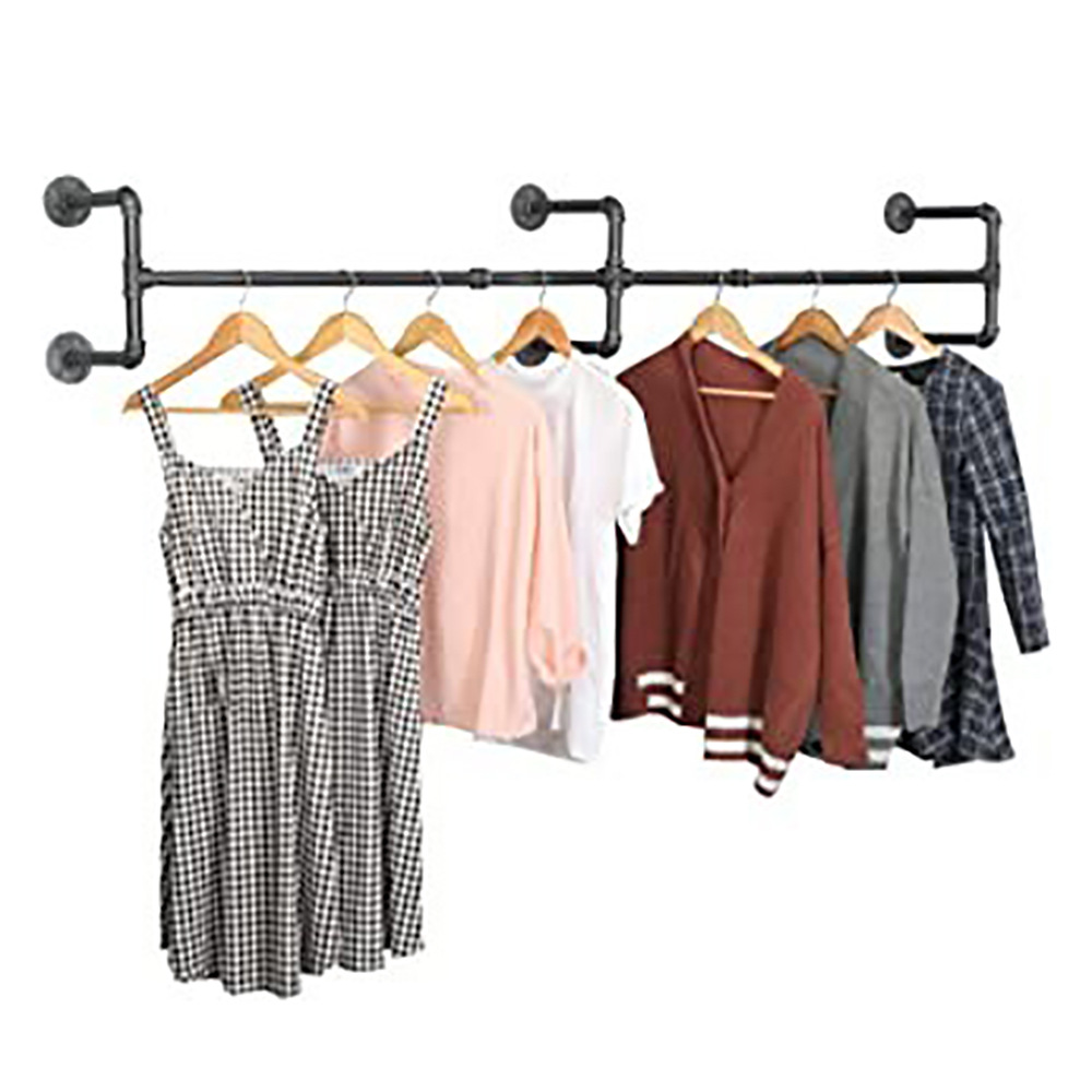 Picture of Industrial Style Metal Wall Hanging Clothes Rack Clothing Store Wrought Iron Coat Rack Clothing Props Old Water Pipe Hanger