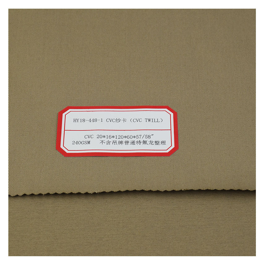 Factory selling CVC65/35 gauze card twill fabric cotton polyester gauze card tag Teflon finishing gauze card pants