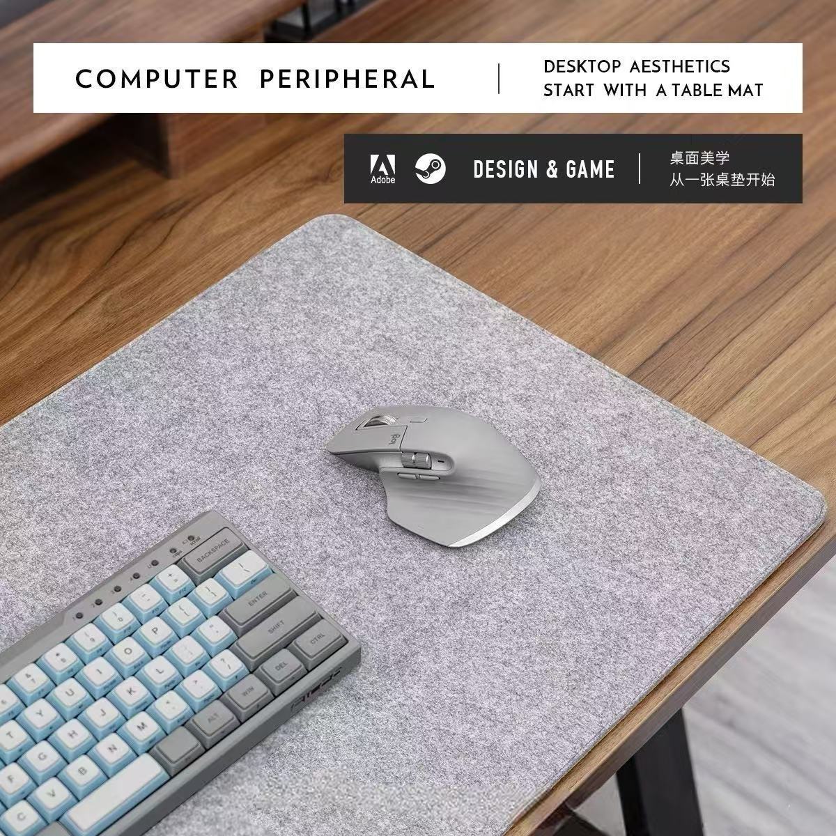 Picture of Felt Cork Mouse Pad Double-Layer Thickeneded Computer Desk Pad Office Pad Writing Pad Edge-Locking Can Be Embossed with Logo Anti-Slip