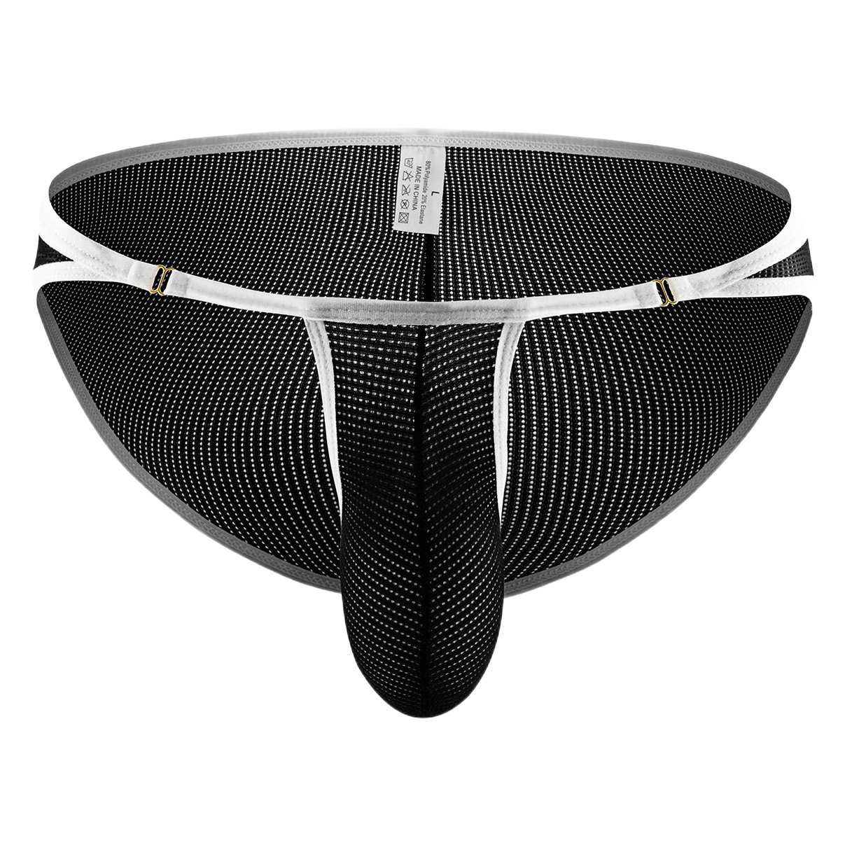 CLEVER-MENMODE Men's Sexy Fine Mesh Underwear Metal Decorative Buckle Briefs European and American Underwear