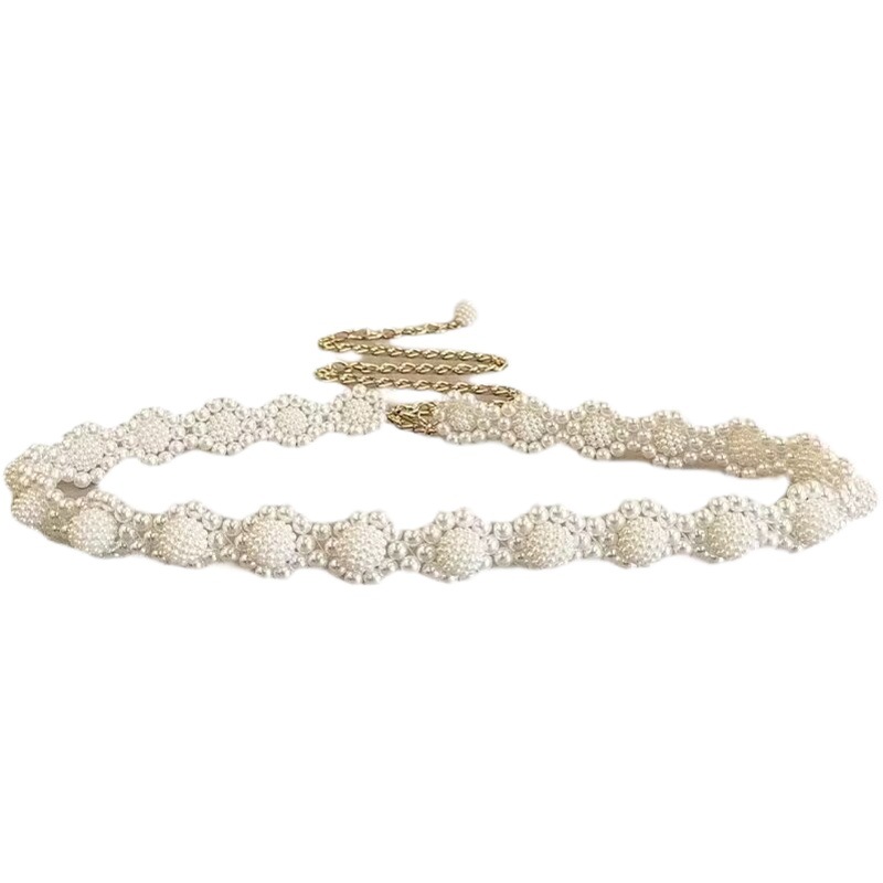 Picture of Pearl waist chain Women's decorative thin belt simple all-match with dress fur decorative fashion small belt skirt