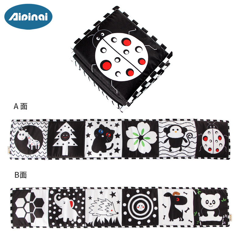 Picture of New listing black and white bed cloth book baby bed circumference baby tear can bite baby cloth book spot wholesale