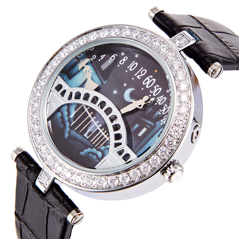 Picture of Celebrity's Same Poetic Series Lover's Bridge Women's Watch Kissing Diamond-encrusted Sun and Moon Star Romantic Lover's Bridge Watch for Women