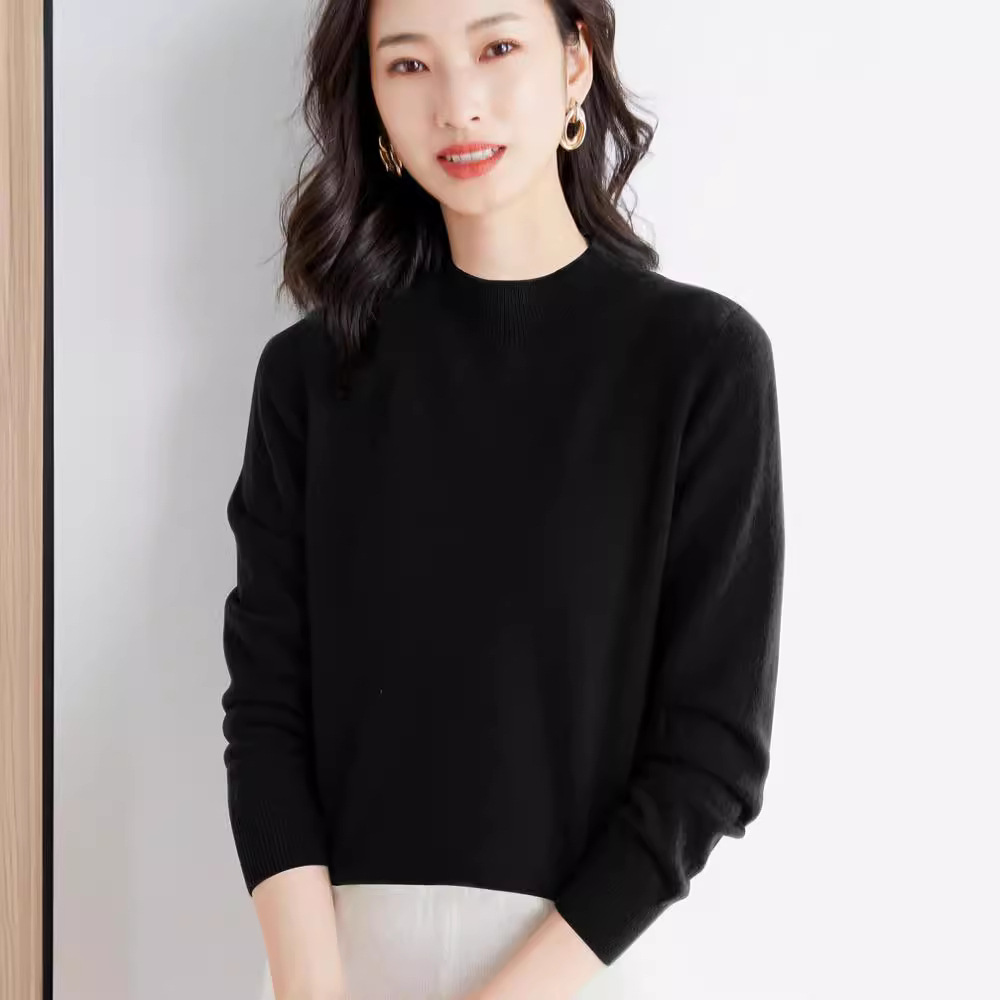 Picture of 2022 Spring and Autumn New Women's Loose Half-turtleneck Wool Knitwear Pullover Base Shirt Sweater