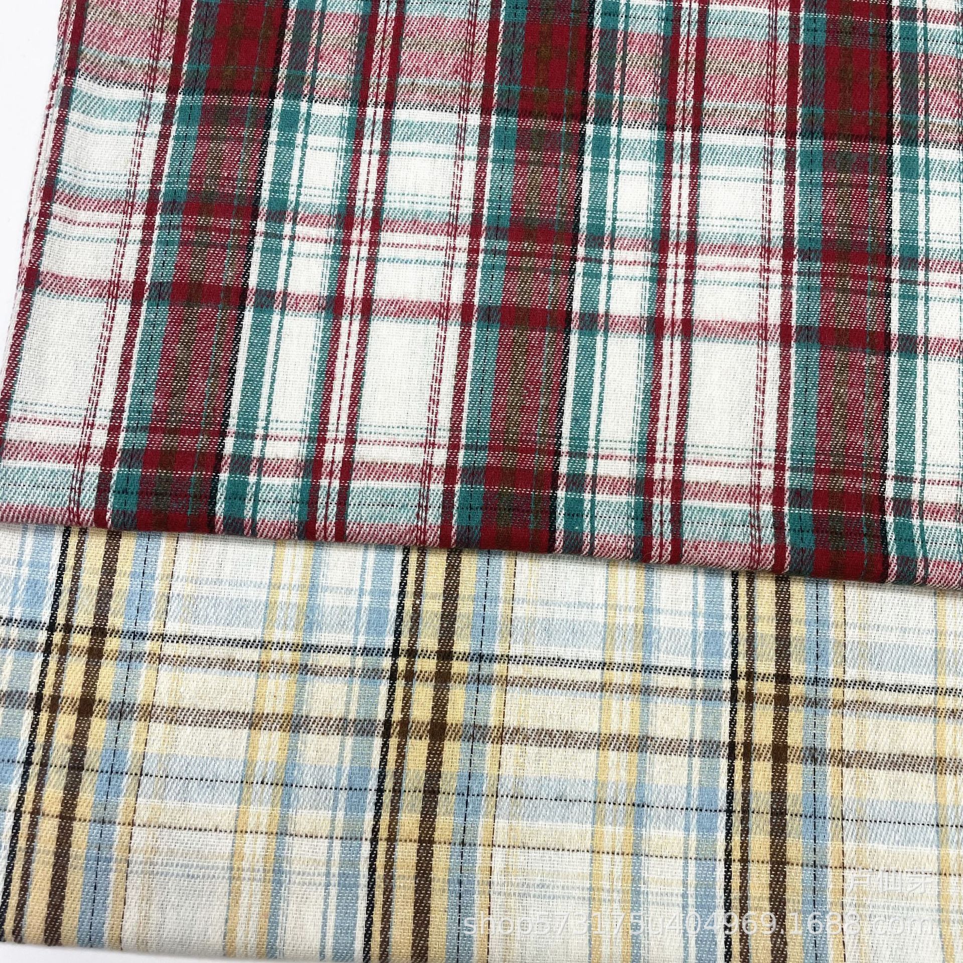 Flannel Shirt Cloth Trousers Skirt Shoes Hats Bag Fabric Polyester Cotton Blended Sanding Yarn-dyed Plaid Fabric
