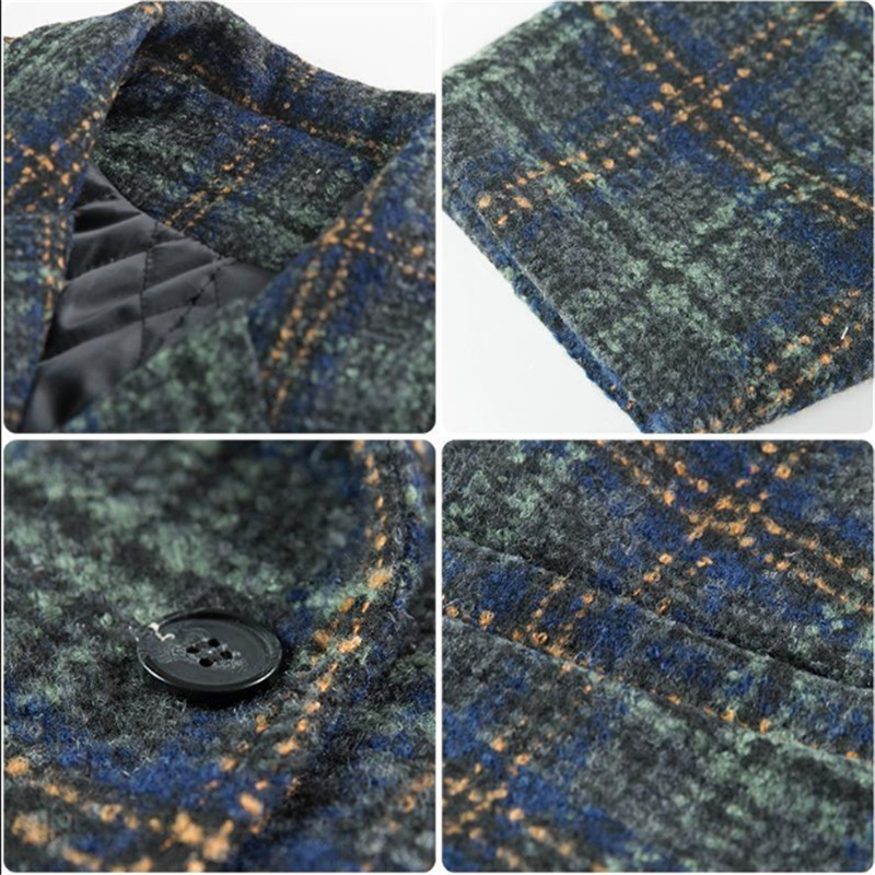 Picture of Popular 2025 Autumn and Winter New Korean Style Mid-Length Plaid Woolen Outwear for Women with Small Tweed Outwear Trendy