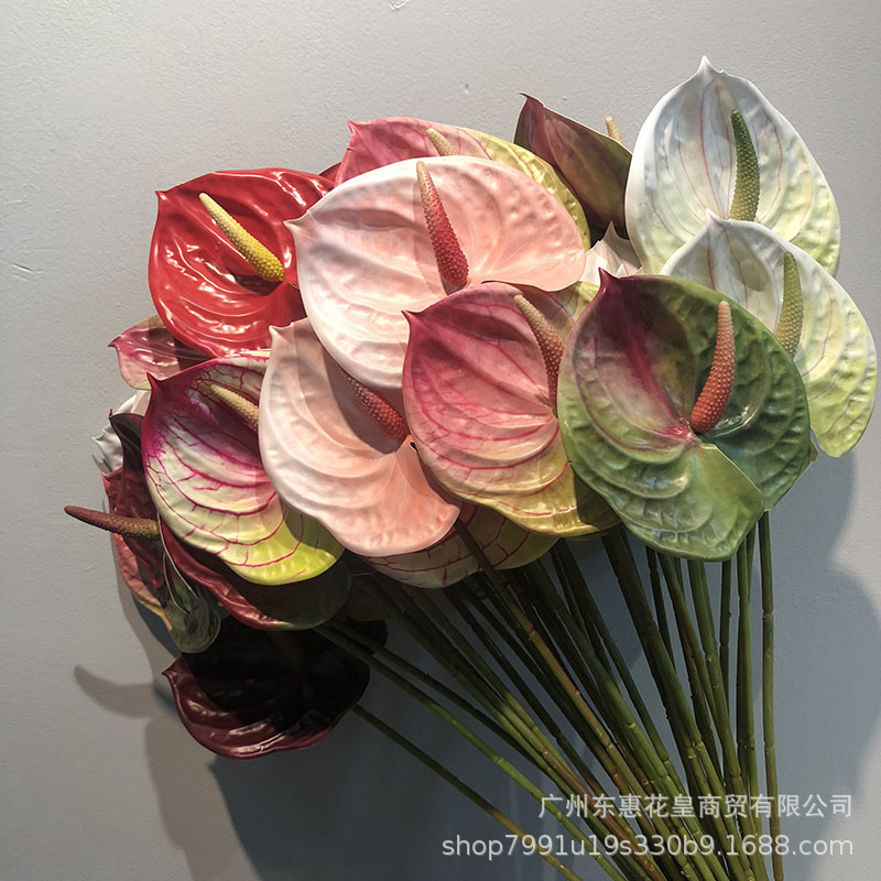 Simulated Flower 3D Printed Anthurium Tape Single Anthurium Home Green Plant Potted Decoration Flower Arrangement Material Accessories
