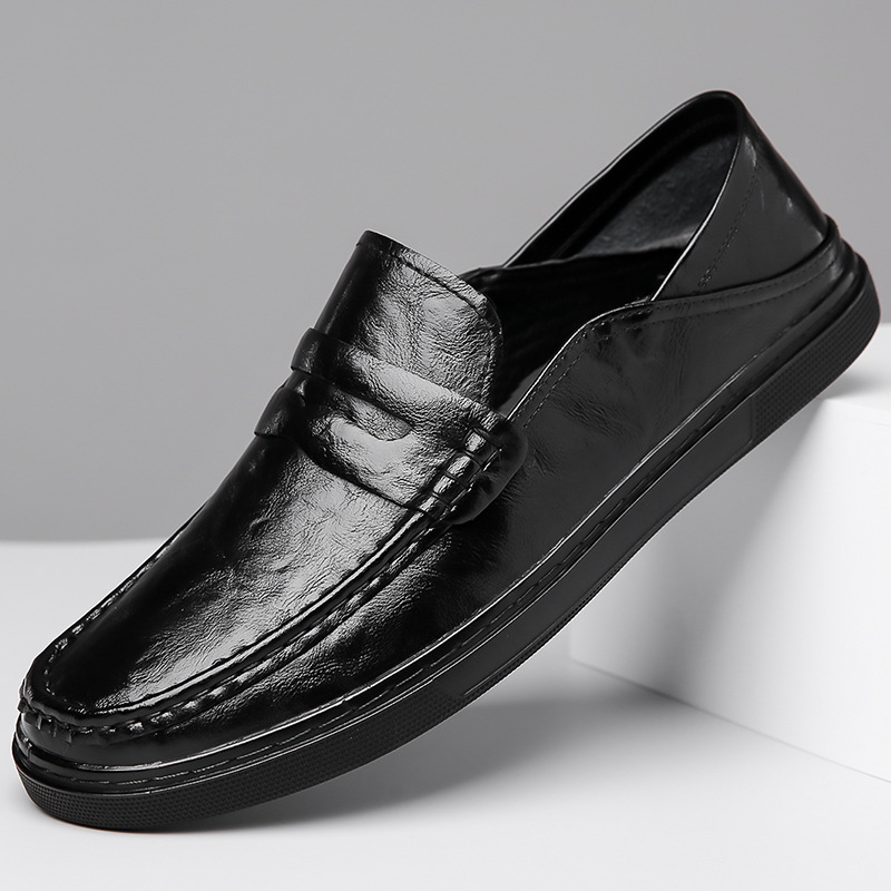 Foreign Trade Cross-Border 2025 Spring & Fall New Men's Loafers Casual Leather Shoes Men's Trendyy Slip-On Shoes 6008