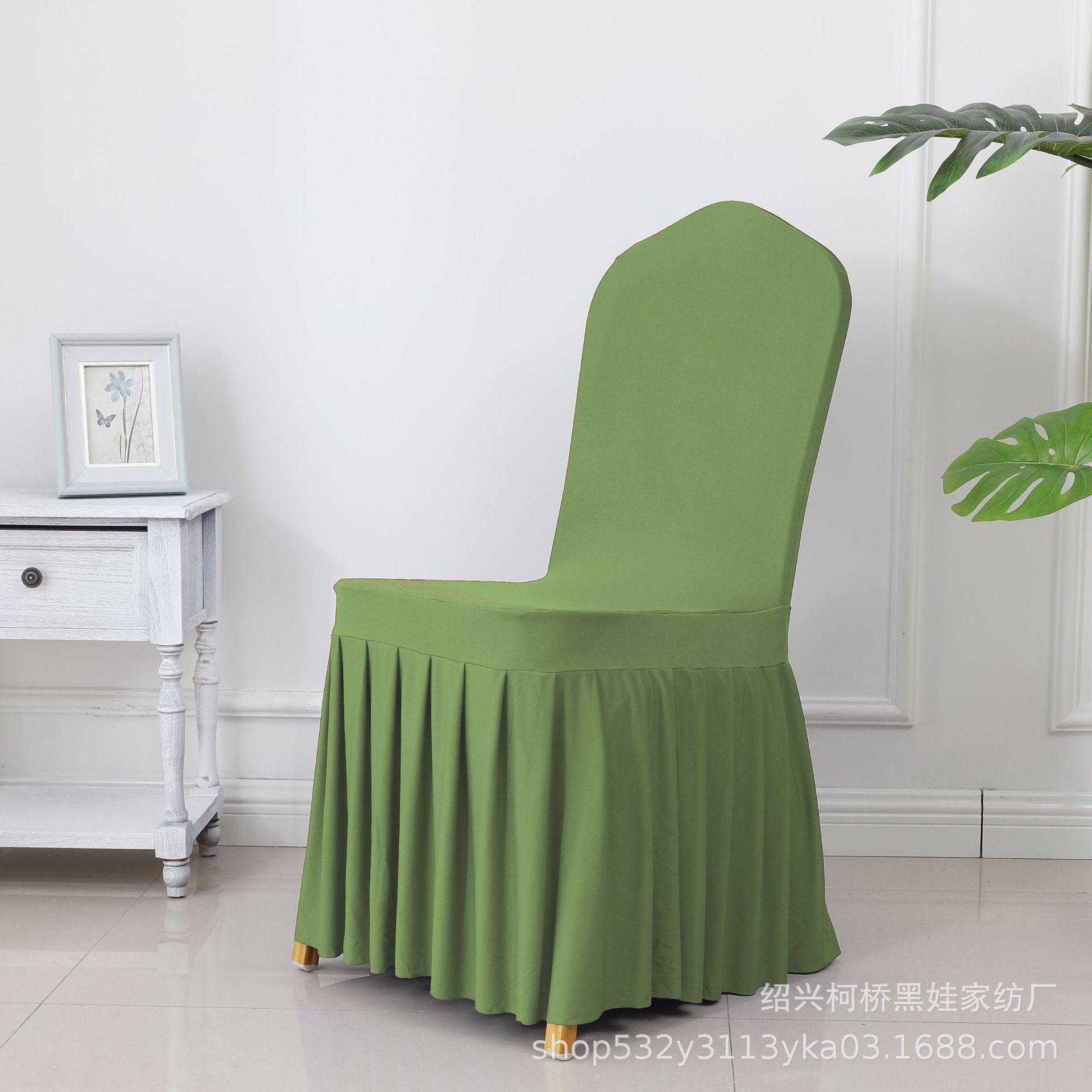 Picture of Chair Cover Thickened Stretch Pleated Skirt Dining Chair Cover Hotel Wedding Banquet Event Stool Cover Hotel Cloth