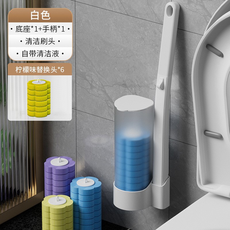 Picture of Disposable Toilet Brush Set No Dead Angle Aseptic Cleaning Brush Head Household Long Handle Toilet Brush Wholesale