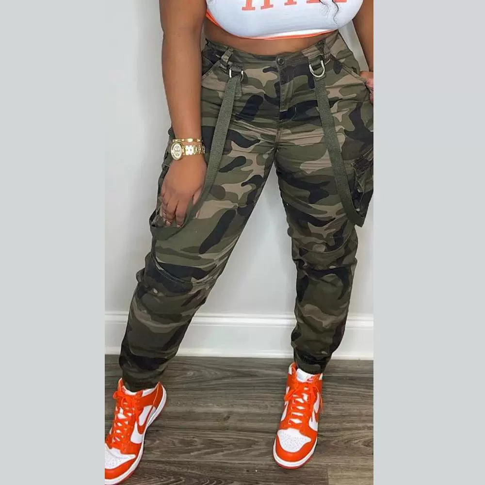 Picture of Cross-border Europe and the United States Amazon new street fashion camouflage Joker toe strap overalls