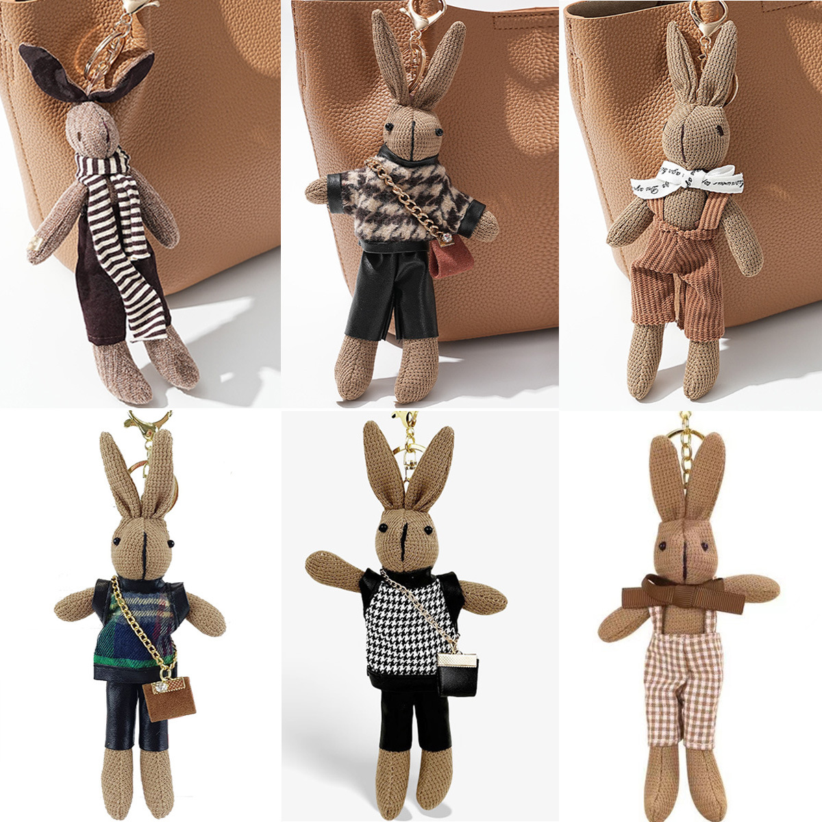 ins style South Korea creative Lady Bunny scarf rabbit doll bag pendant plush doll keychain ornaments