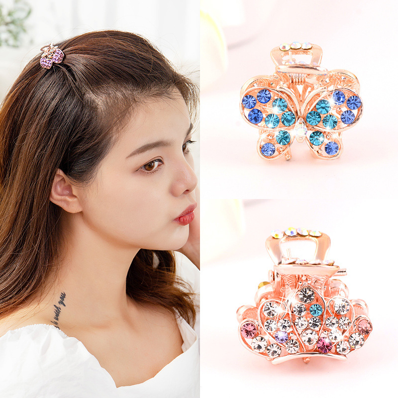 Picture of New small size Grab Clip Hair Clip Hair Clip Adult Bangs Hair Clip Children Top Clip Electroplated Rhinestone Elegant Hair Accessories Headdress