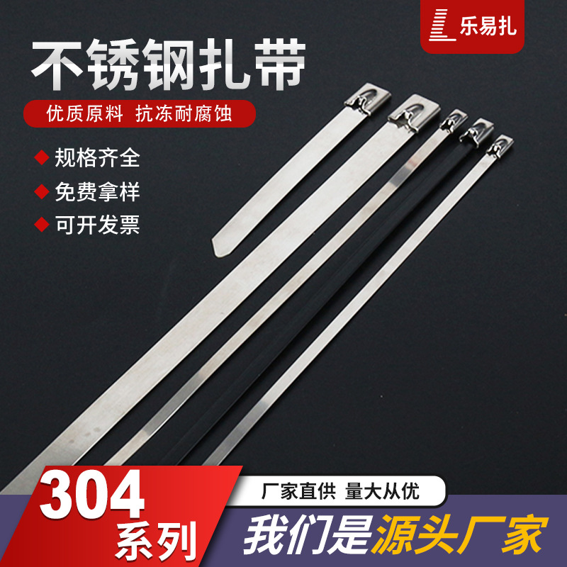 Leyi tie 304 stainless steel cable tie factory wholesale 4.6*8*12*1000*1500*2000 white steel ball