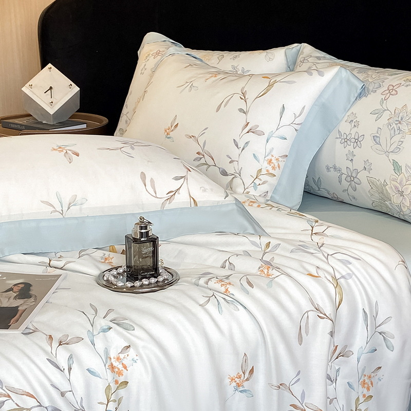 Picture of Class A Lyocell Fiber Printed Summer Cool Quilt Four-piece Set Summer Cool Air-conditioning Quilt Ice Silk Thin Quilt Machine Washable
