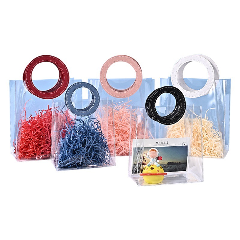 pvc transparent handbag wedding candy hand gift bag custom small carrying bag holiday plastic gift packaging