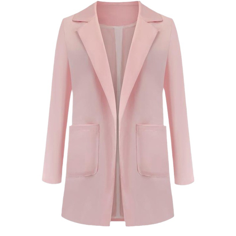 AliExpress WISH2024 New Spring and Autumn Explosions Women's Long Sleeve Solid Color Pocket Cardigan Small Suit Jacket