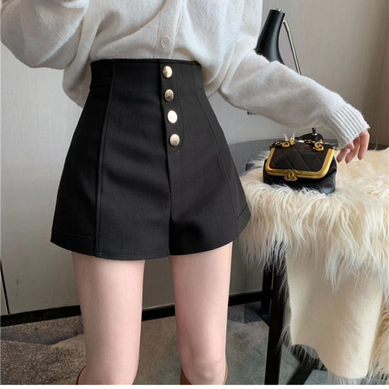 Picture of Suit Buckle Skirt Women's Summer 2023 New Style Small High Waist A- line Outer Wear Short Skirt Pants All-match