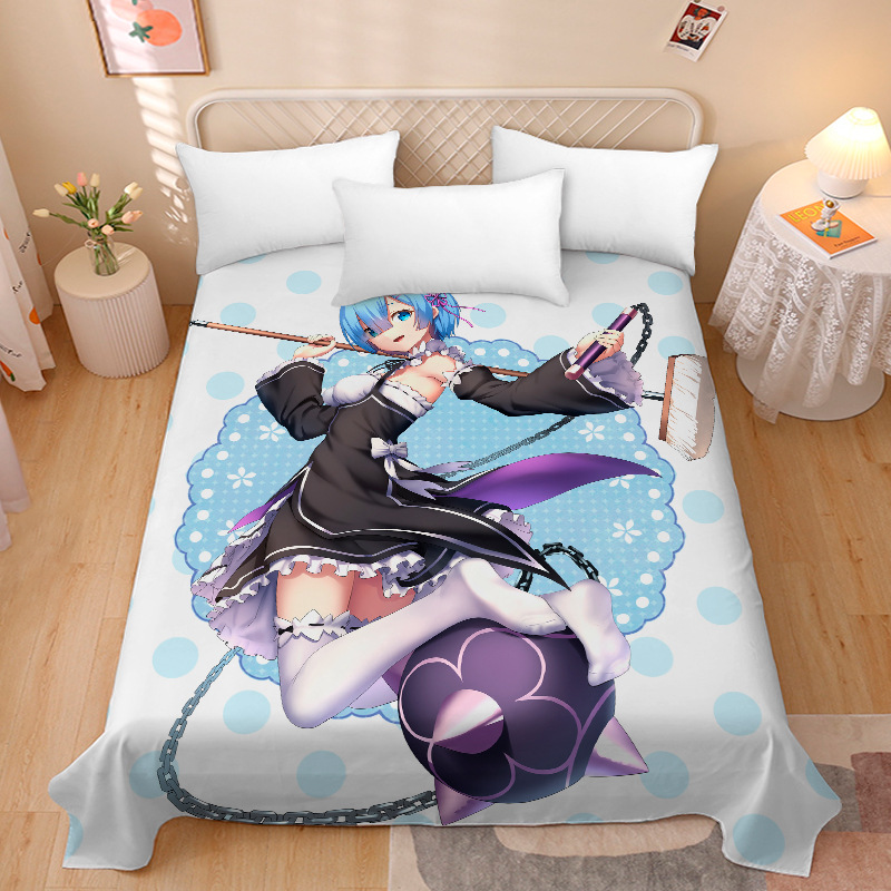 Picture of Anime Two-Dimensional Anime Rem Picture Gentleman 3D Beauty Bed Bed Sheets Single Piece Student Dormitory 1.9m