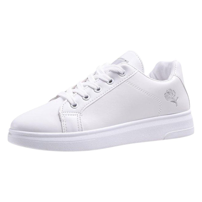 Flat White Shoes for Women 2025 Spring & Fall New Korean Style Lace-Up Student Casual Shoes Sports Sneakers All Year Round Flats