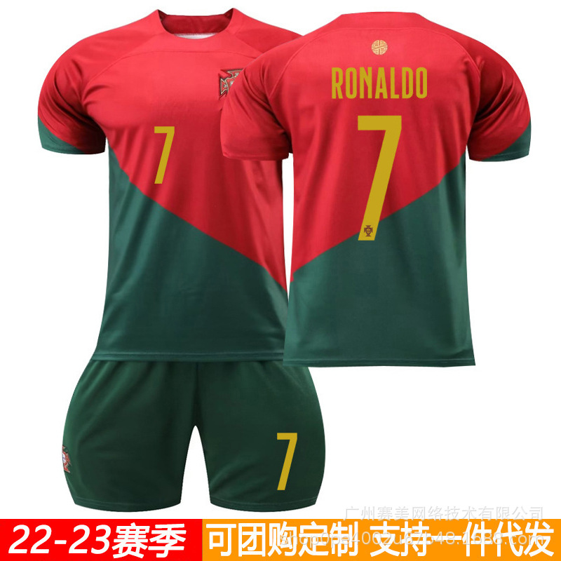 2223 Portugal Home Away No.7 Ronaldo Football Dress suit with Original Socks Short Sleeve 2022 World Cup New