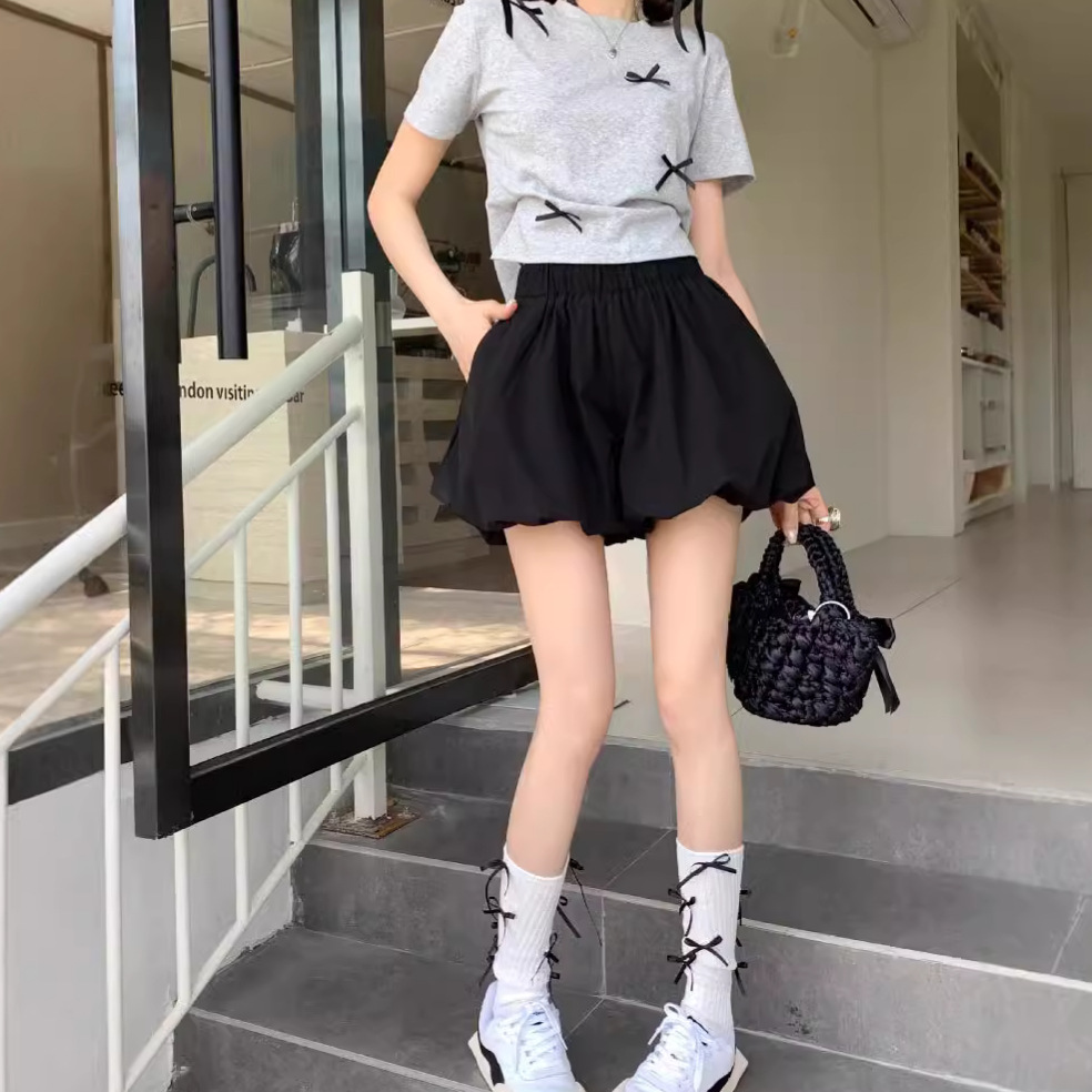 A- Line Cake Short Skirt White Flower Bud Puffy Skirt Women's Summer High Waist Small Slim Hip Skirt