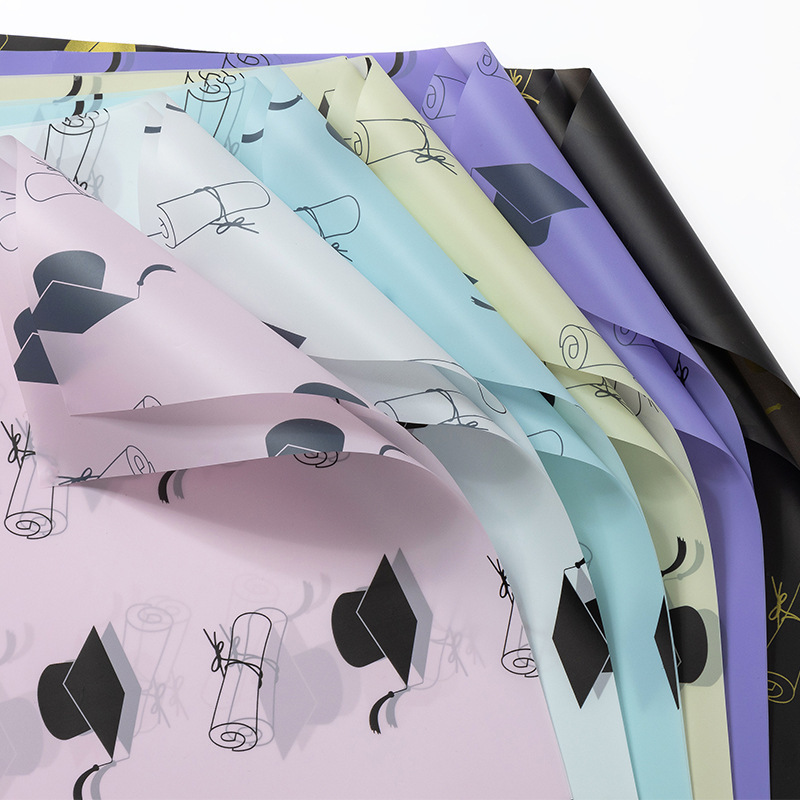 Picture of Graduation season waterproof bow book flower wrapping paper college entrance examination doctor hat bouquet wrapping paper gift flower paper 1