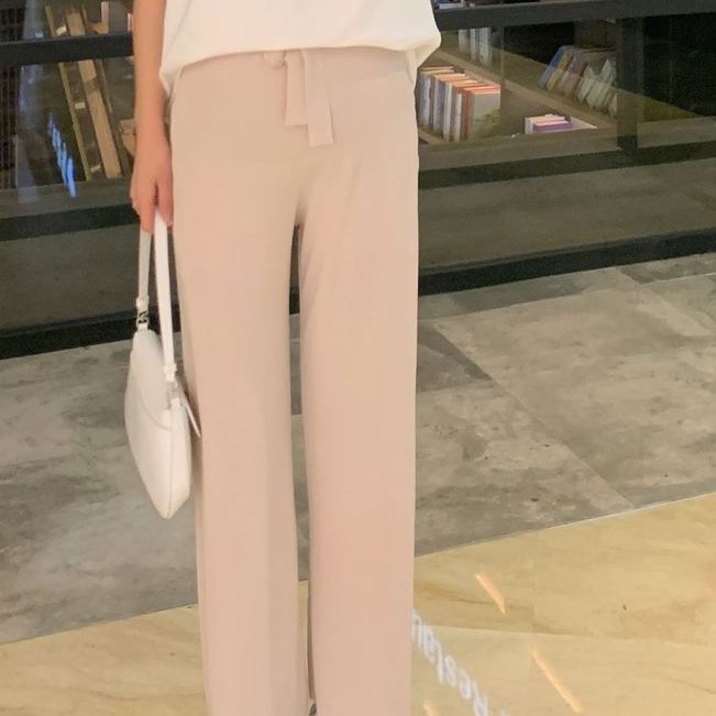 Picture of 2024 Spring and Summer Straight Leg Pants Breathable Ice Silk Thin Trousers Pregnant Women's Wide Leg Pants Loose Dosing Casual Pants