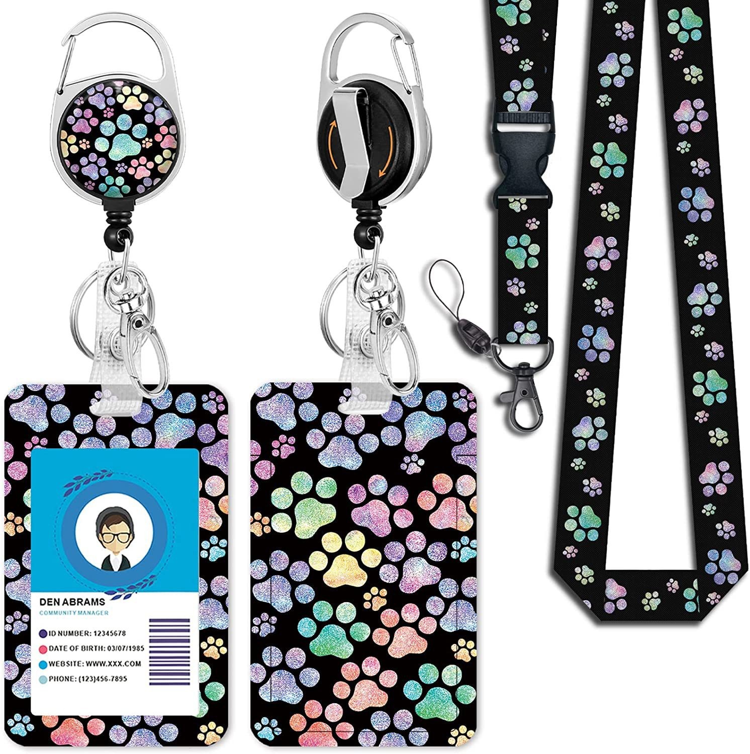 Manufacturer UV digital thermal transfer card holder retractable easy pull buckle lanyard ID card badge lanyard