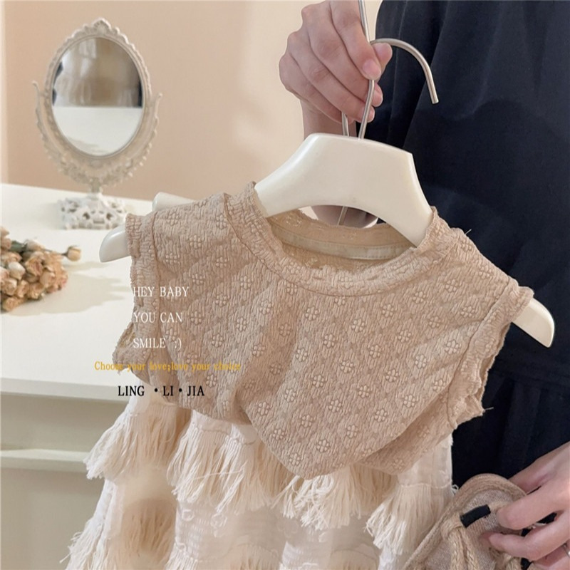 Picture of Girls' New Korean Style suit Summer Online Popular Western Style Retro Top Tassel Skirt Two-Piece Set suit Hair