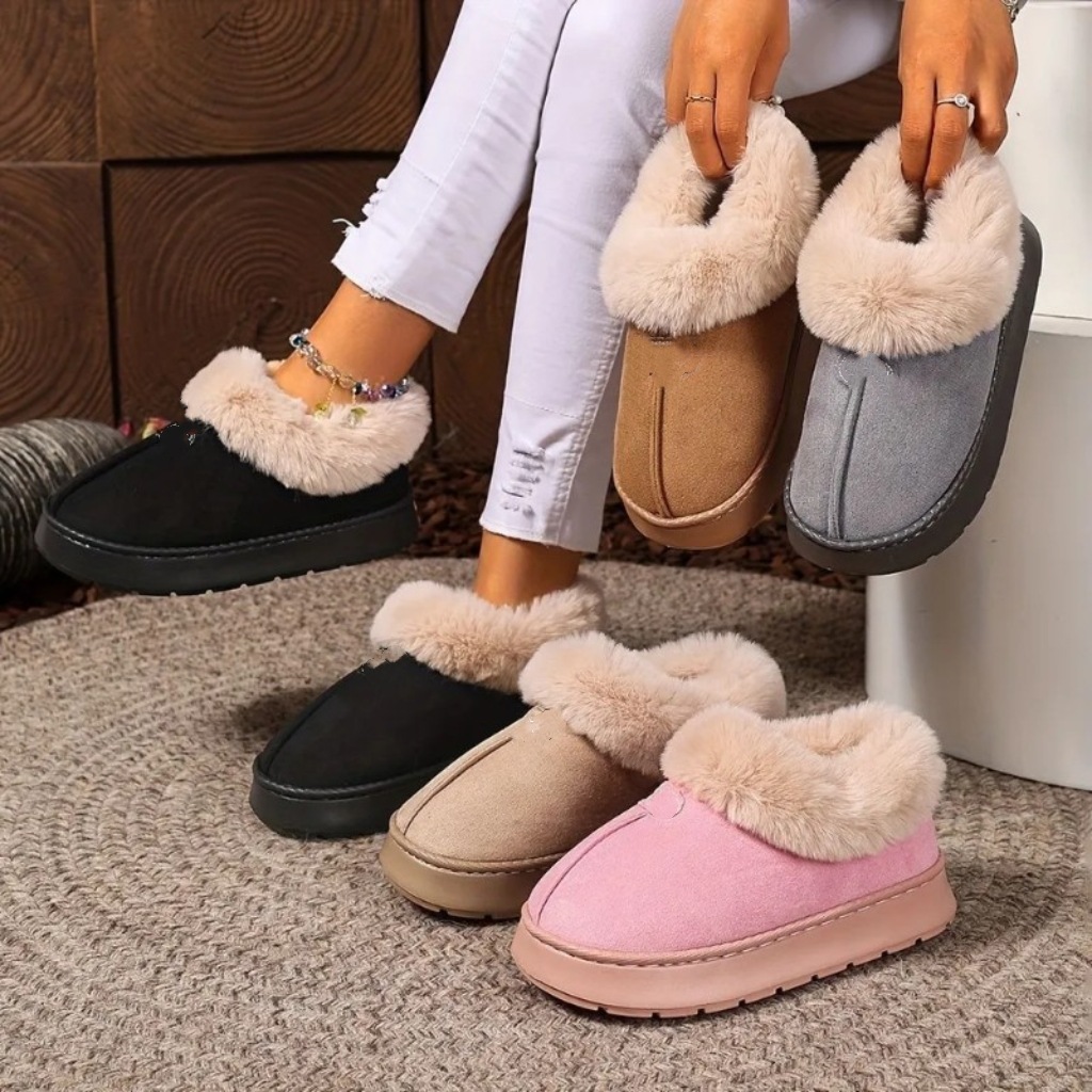 Cross-border new Amazon home cotton slippers, warm and thickened, couple's style, simple autumn/winter indoor semi-covered home style