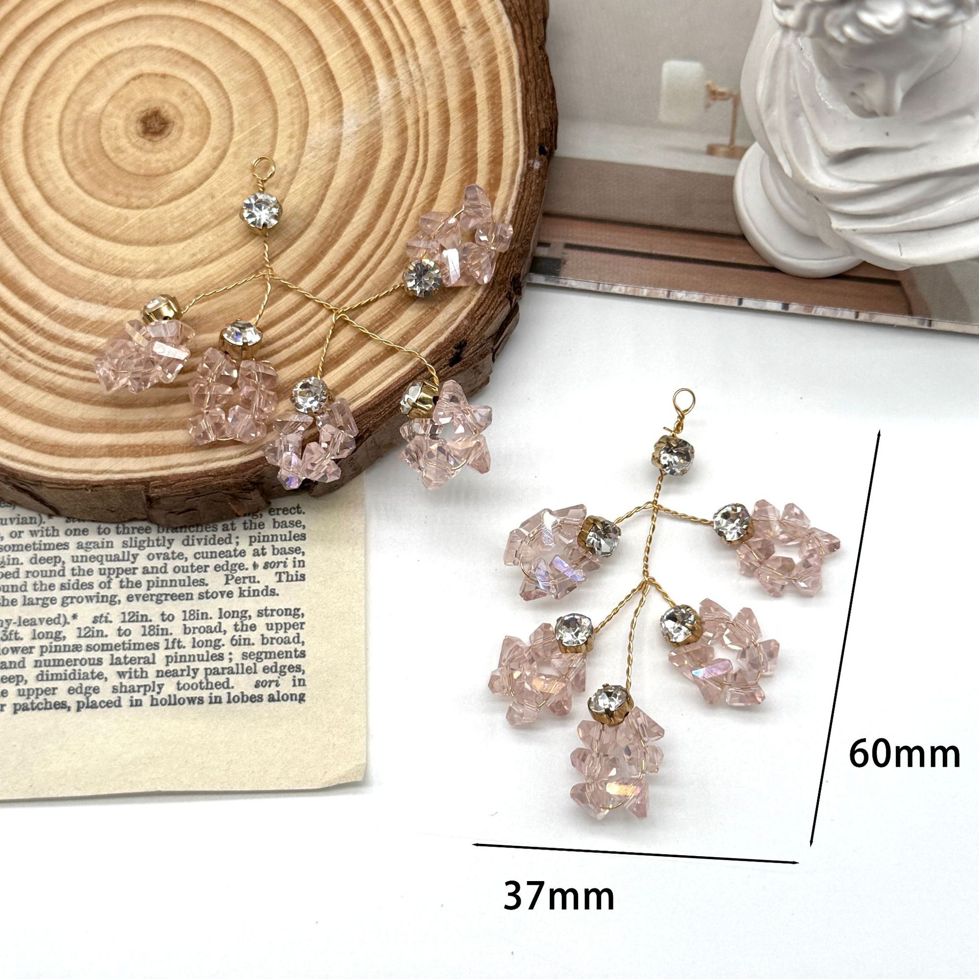 New handmade twisted copper wire crystal tree leaf model handmade DIY hair accessories, earrings, antique ornaments, accessories