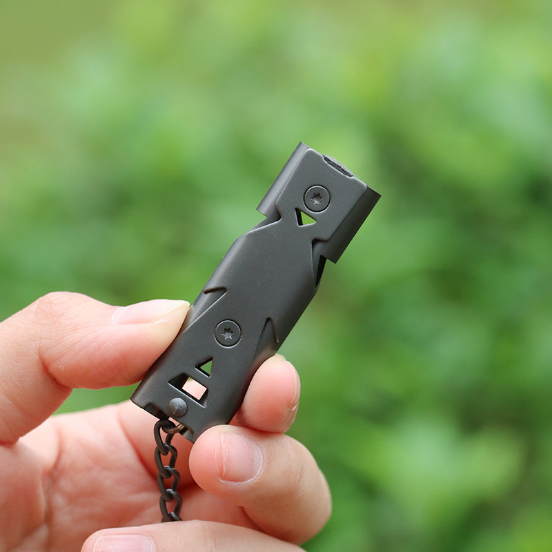Picture of Survival Whistle Double-barbed Boom Whistle Outdoor Rescue Whistle Stainless Steel High Frequency Earthquake Rescue Whistle High Decibel Whistle