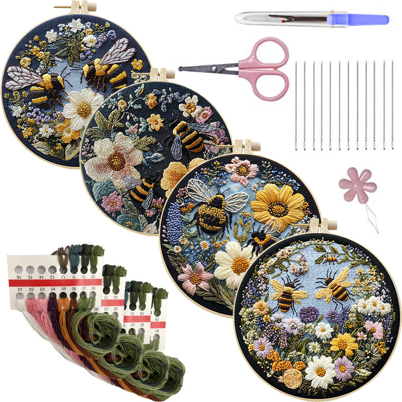 Original-cross-border new embroidery diy butterfly handmade fabric material bag kit creative handmade needlework English practice