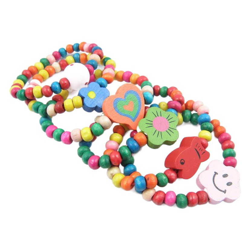 Candy color children's wooden bracelet elastic toy hand rope baby jewelry AliExpress consignment