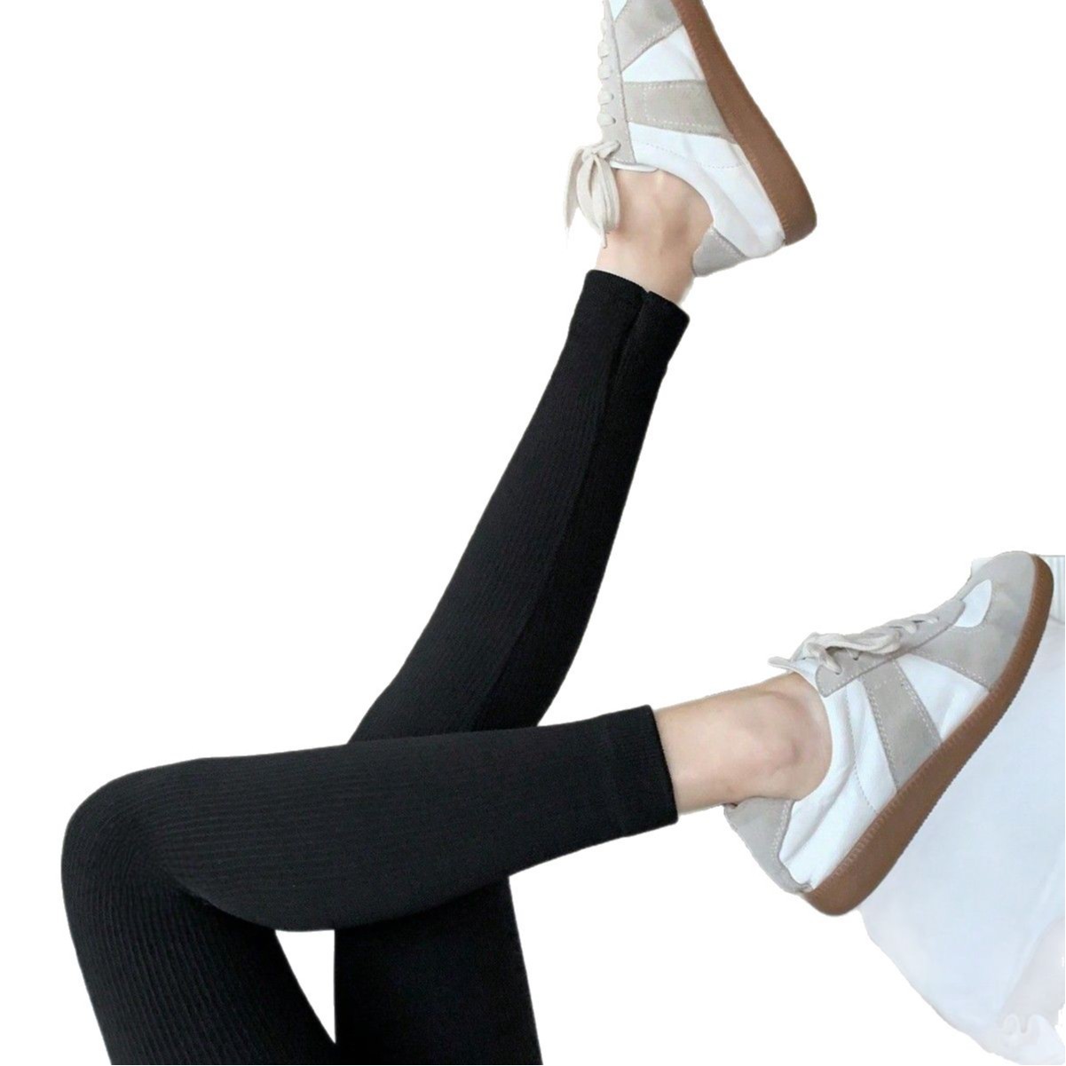 Picture of 200g new autumn and winter napped thread leggings women can wear high waist slim thin polyester warm long