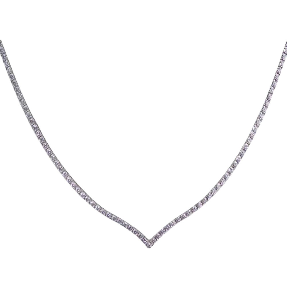 2022 New Accessories Personalized V-shaped Rhinestone necklace European and American All-match Party Sexy necklace